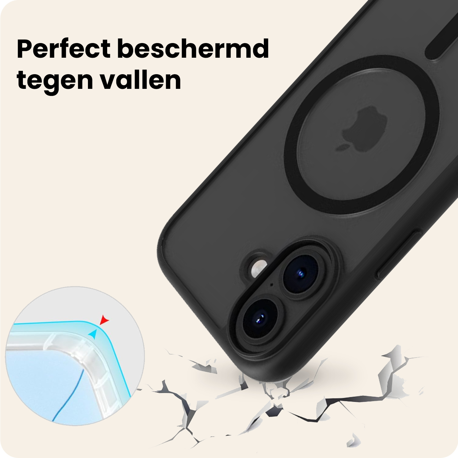 Nomfy Nomfy iPhone 16 Magsafe Hoesje - Zwart - 2 PACK