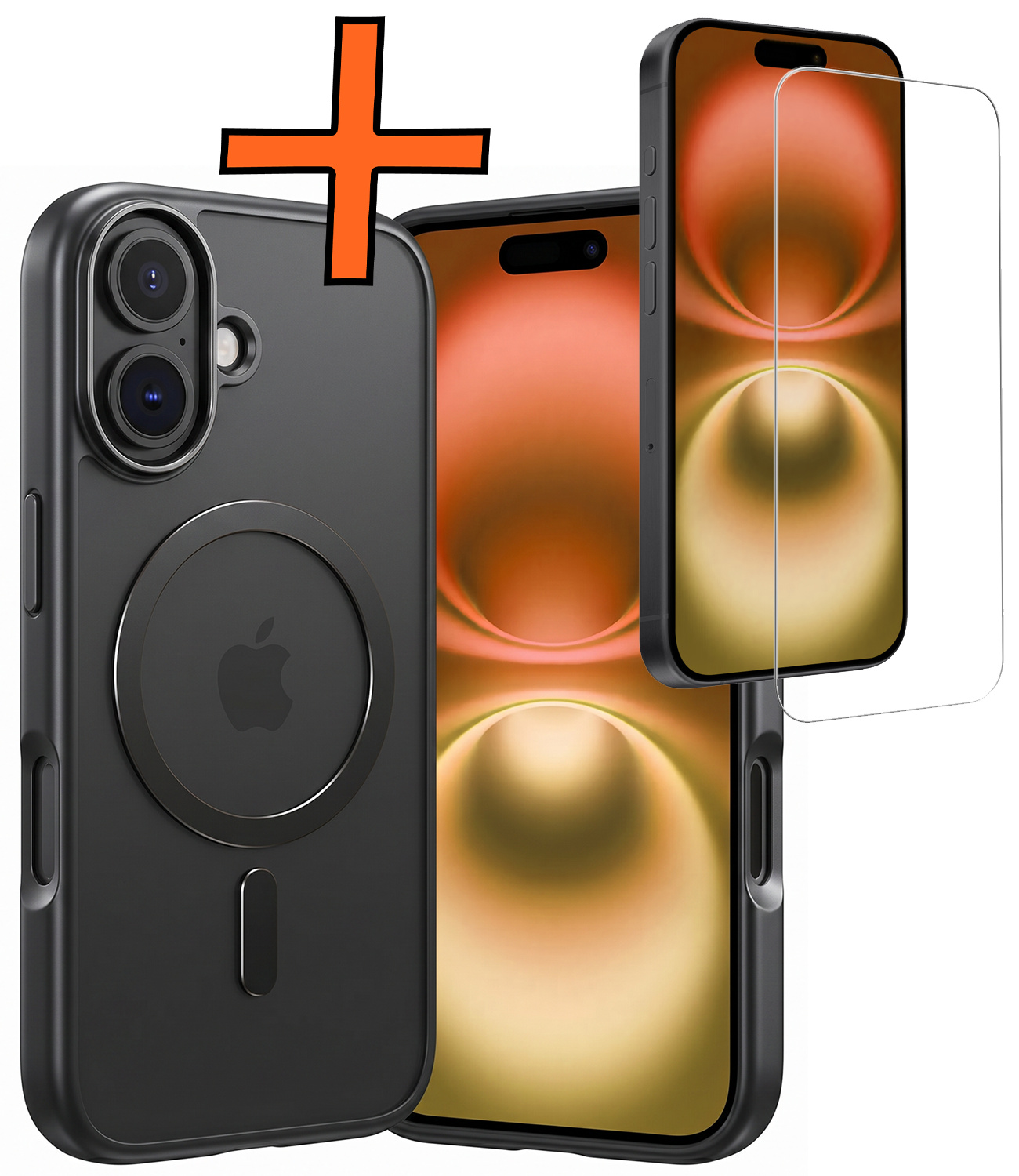 Nomfy Nomfy iPhone 16 Magsafe Hoesje Zwart Met Screenprotector