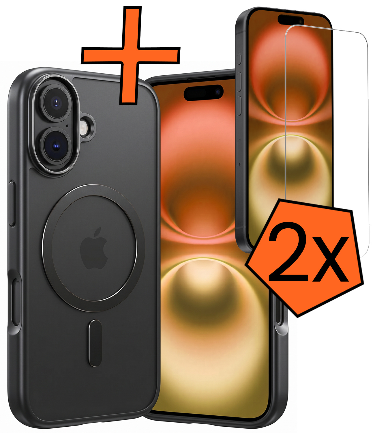 Nomfy Nomfy iPhone 16 Magsafe Hoesje Zwart Met 2x Screenprotector