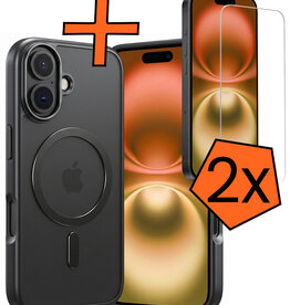 Nomfy Nomfy iPhone 16 Plus Magsafe Hoesje Zwart Met 2x Screenprotector