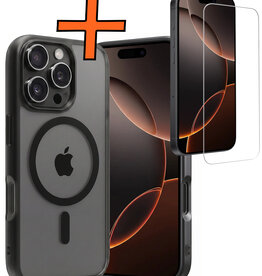 Nomfy Nomfy iPhone 16 Pro Magsafe Hoesje Zwart Met Screenprotector
