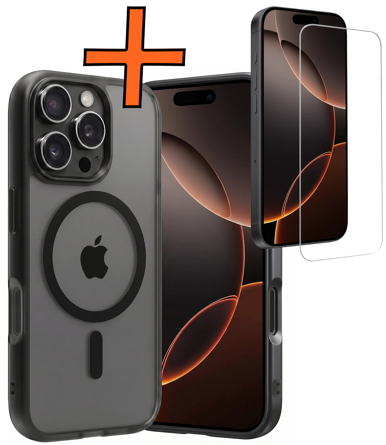 Nomfy Nomfy iPhone 16 Pro Magsafe Hoesje Zwart Met Screenprotector