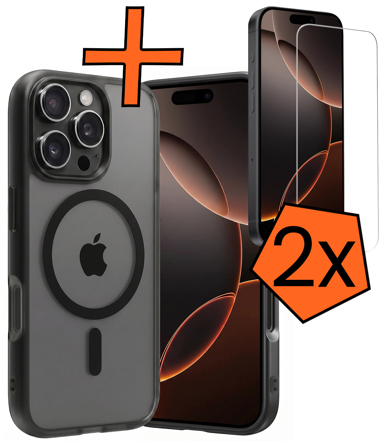 Nomfy Nomfy iPhone 16 Pro Max Magsafe Hoesje Zwart Met 2x Screenprotector