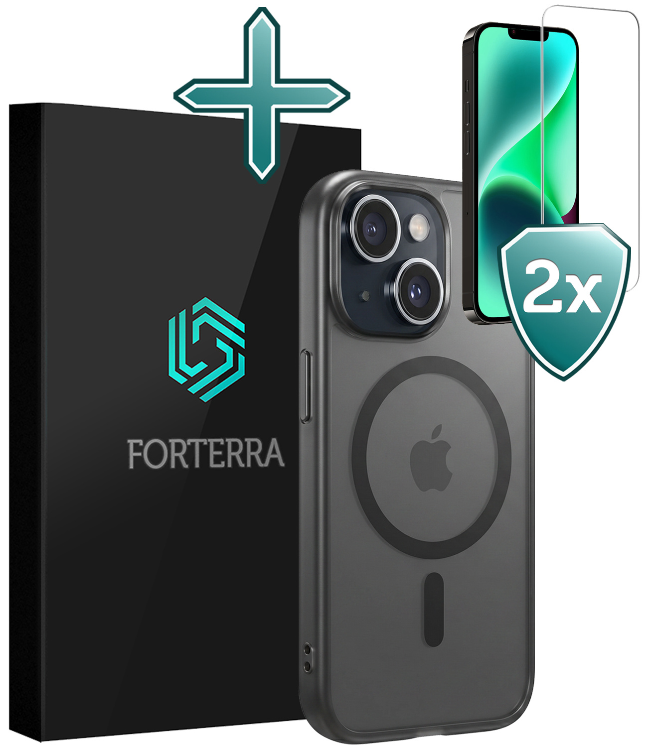 Forterra Forterra iPhone 14 Magsafe Hoesje Zwart Met 2x Screenprotector