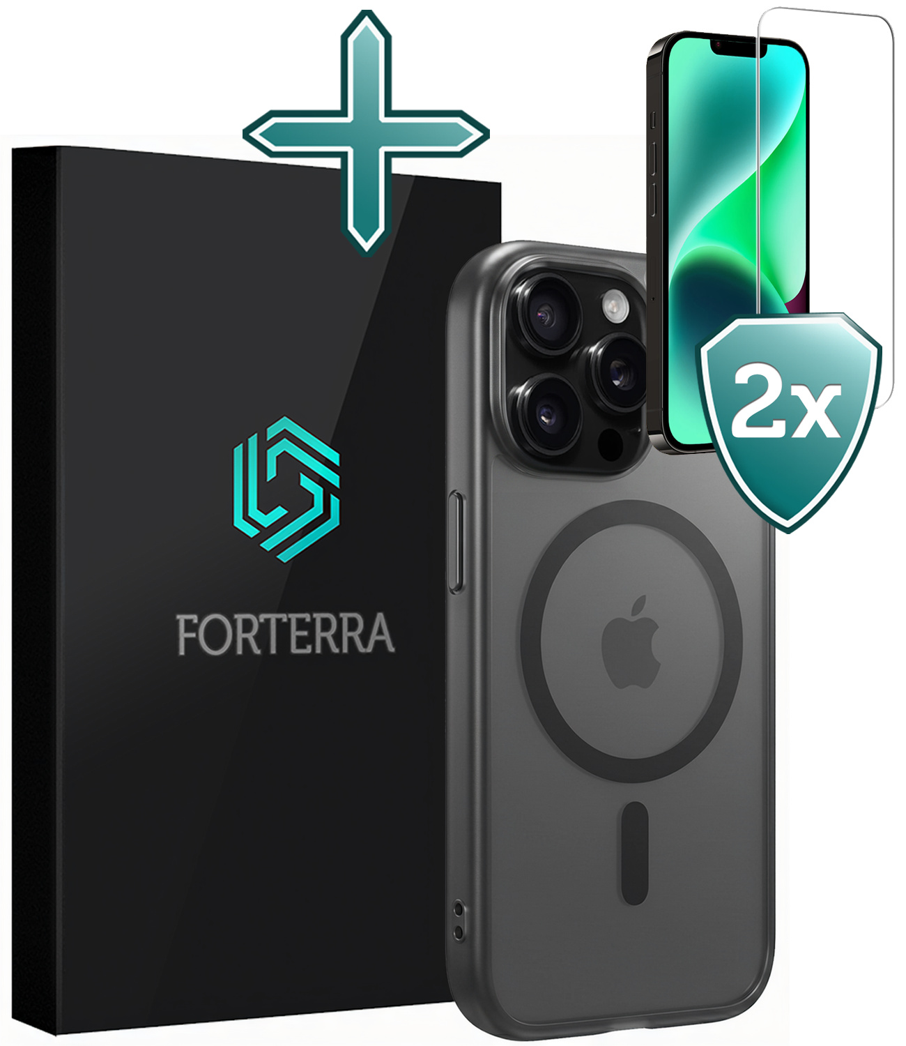 Forterra Forterra iPhone 14 Pro Max Magsafe Hoesje Zwart Met 2x Screenprotector