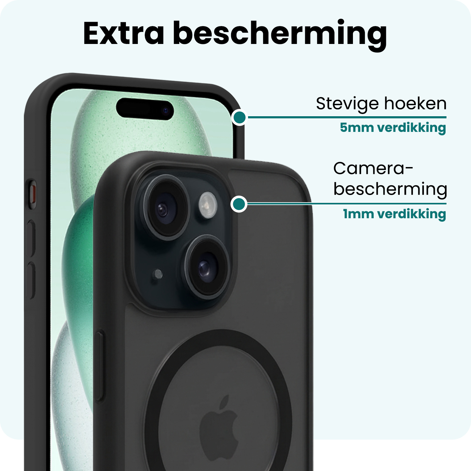 Forterra Forterra iPhone 15 Magsafe Hoesje - Zwart - 2 PACK