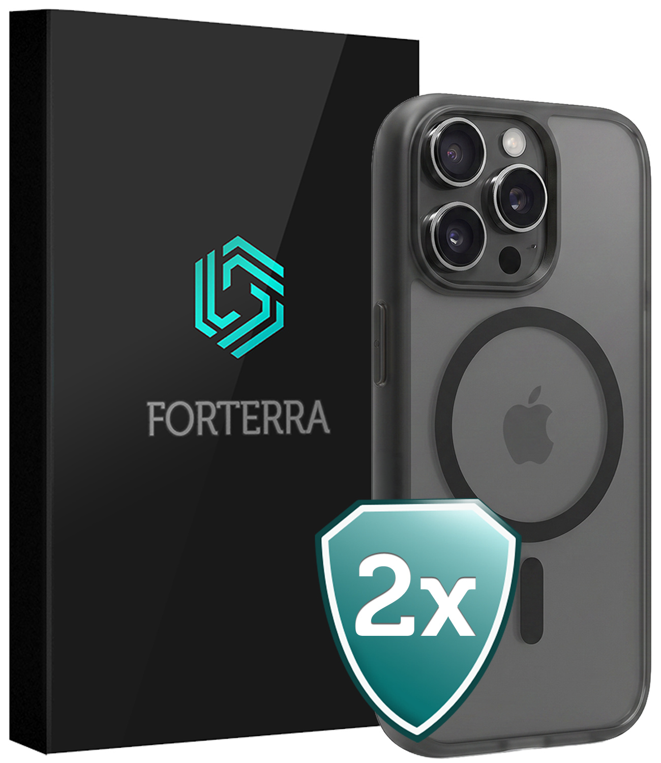 Forterra Forterra iPhone 15 Pro Magsafe Hoesje - Zwart - 2 PACK