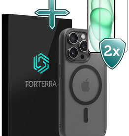 Forterra Forterra iPhone 15 Pro Magsafe Hoesje Zwart Met 2x Screenprotector