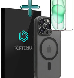 Forterra Forterra iPhone 15 Pro Max Magsafe Hoesje Zwart Met Screenprotector