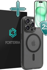 Forterra Forterra iPhone 15 Pro Max Magsafe Hoesje Zwart Met 2x Screenprotector