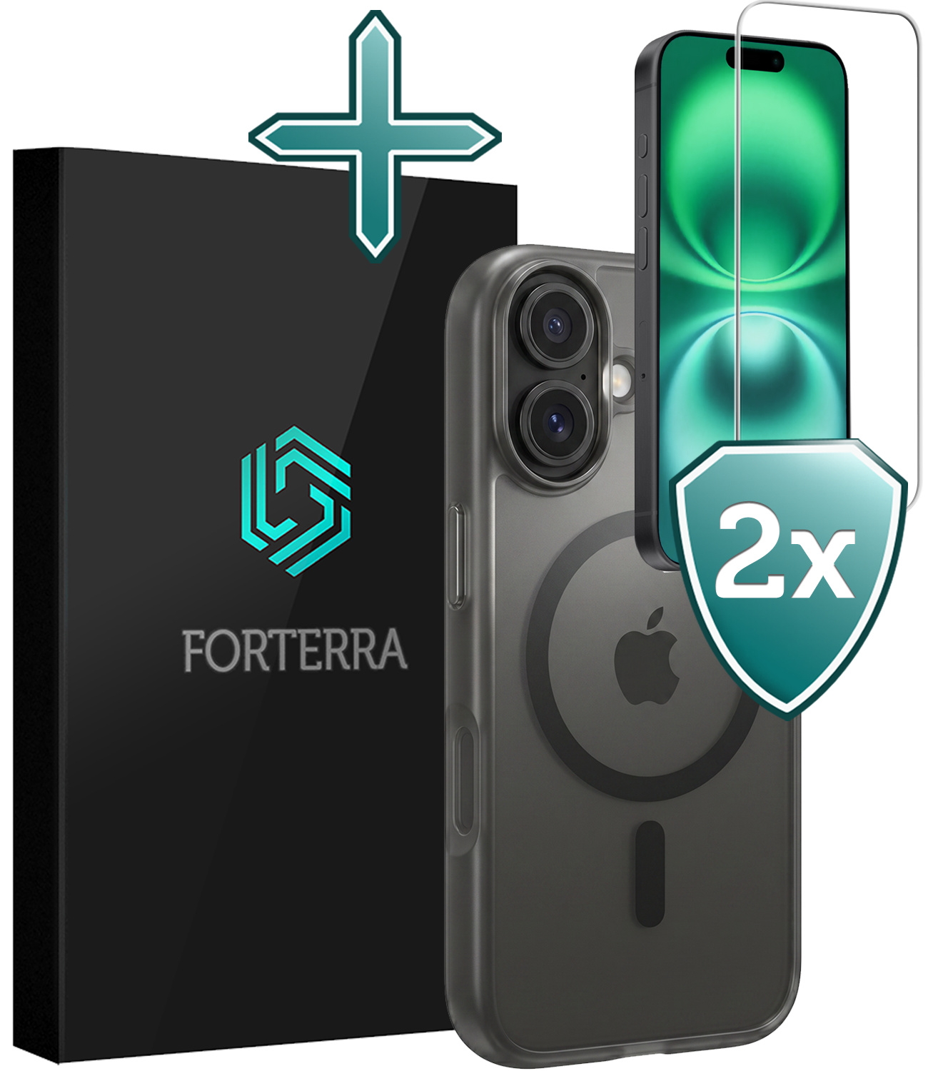 Forterra Forterra iPhone 16 Magsafe Hoesje Zwart Met 2x Screenprotector
