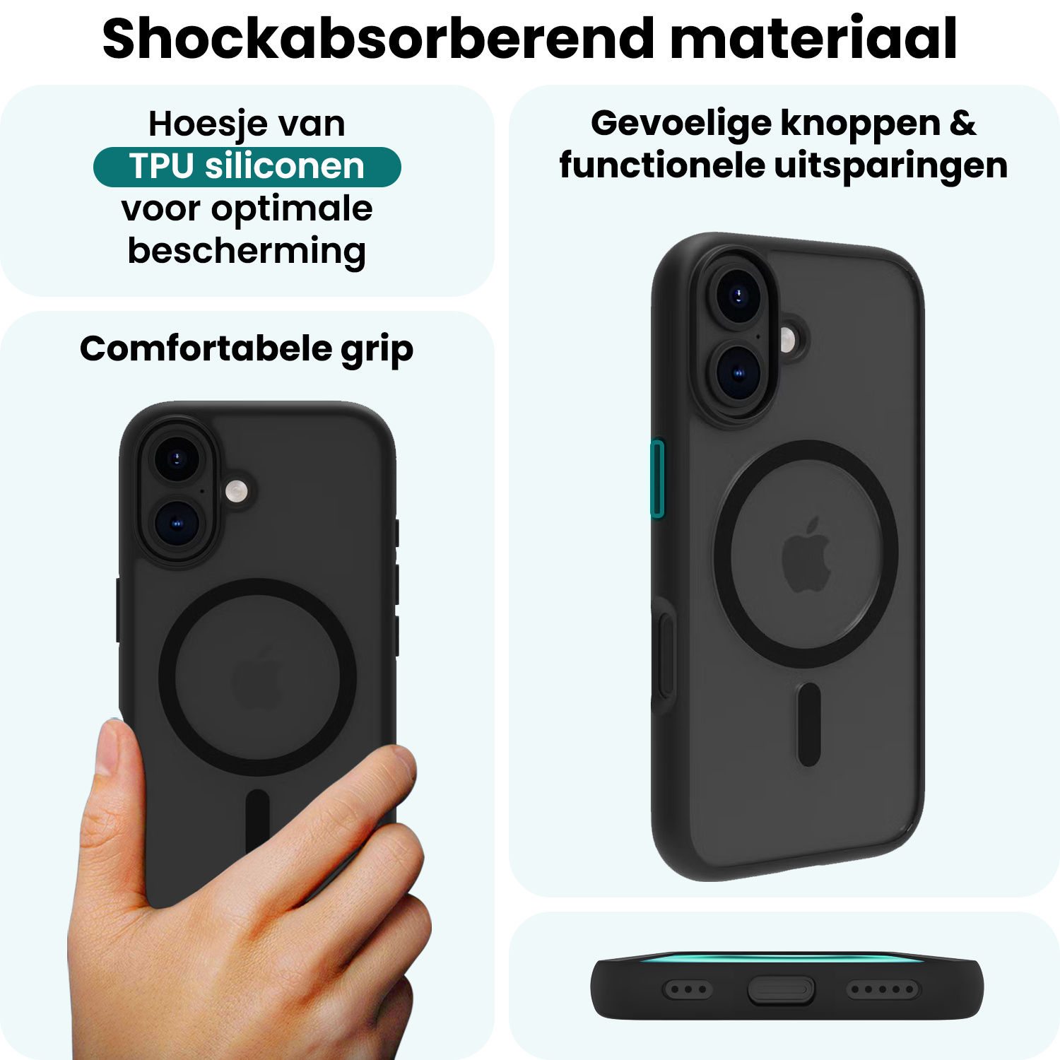 Forterra Forterra iPhone 16 Plus Magsafe Hoesje - Zwart