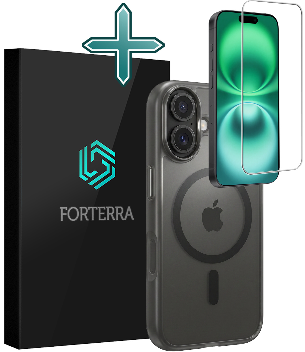 Forterra Forterra iPhone 16 Plus Magsafe Hoesje Zwart Met Screenprotector