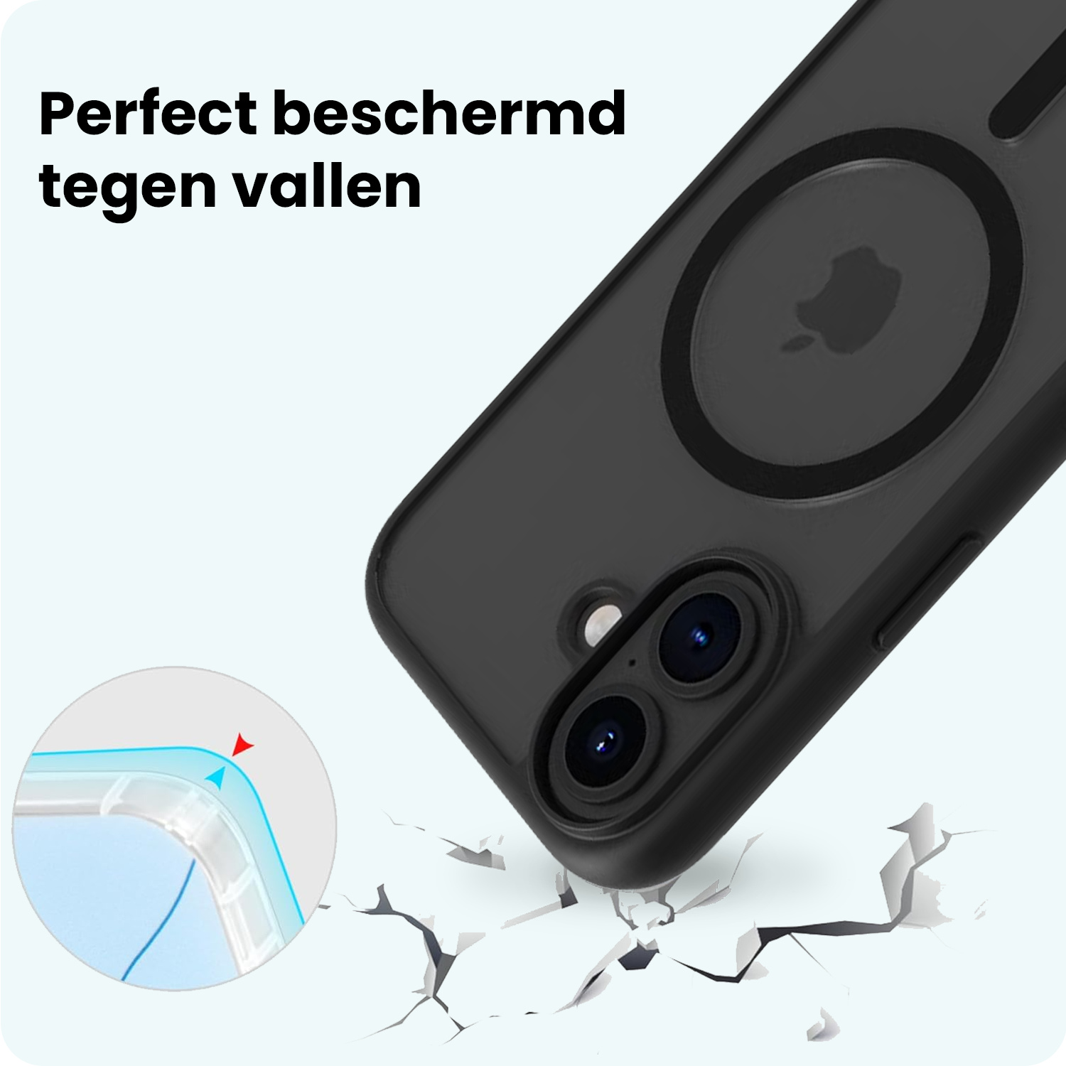 Forterra Forterra iPhone 16 Plus Magsafe Hoesje Zwart Met Screenprotector