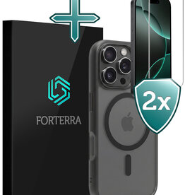 Forterra Forterra iPhone 16 Pro Magsafe Hoesje Zwart Met 2x Screenprotector