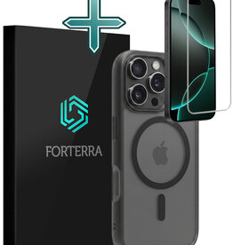 Forterra Forterra iPhone 16 Pro Max Magsafe Hoesje Zwart Met Screenprotector