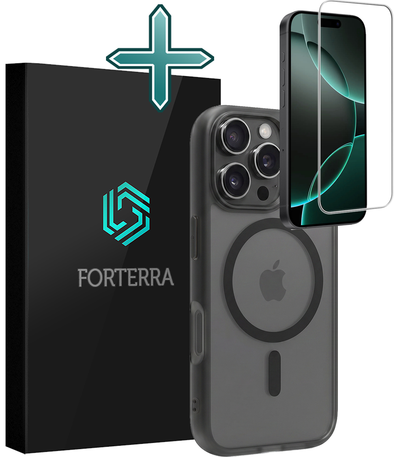 Forterra Forterra iPhone 16 Pro Max Magsafe Hoesje Zwart Met Screenprotector