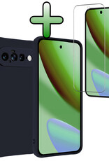 BASEY. BASEY. Google Pixel 11 Hoesje Siliconen Met Screenprotector - Donkerblauw