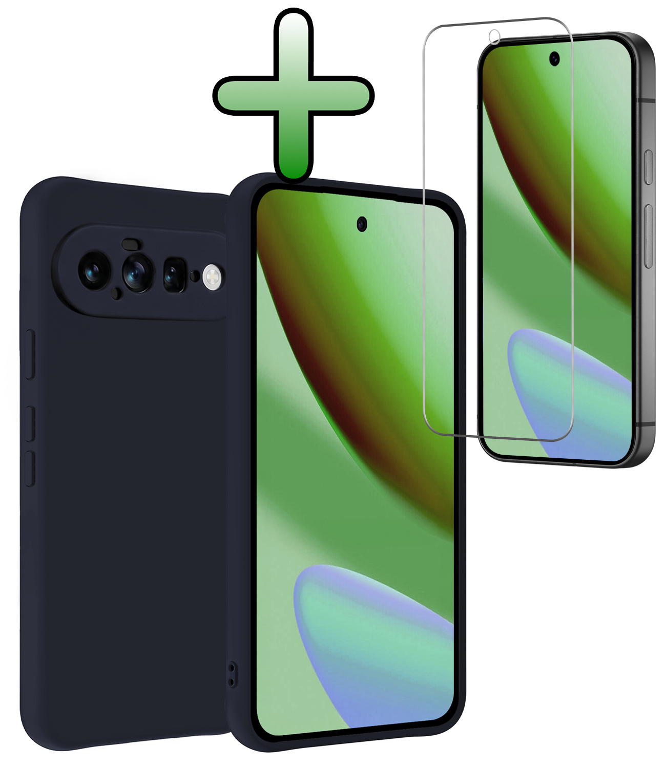 BASEY. BASEY. Google Pixel 11 Hoesje Siliconen Met Screenprotector - Donkerblauw