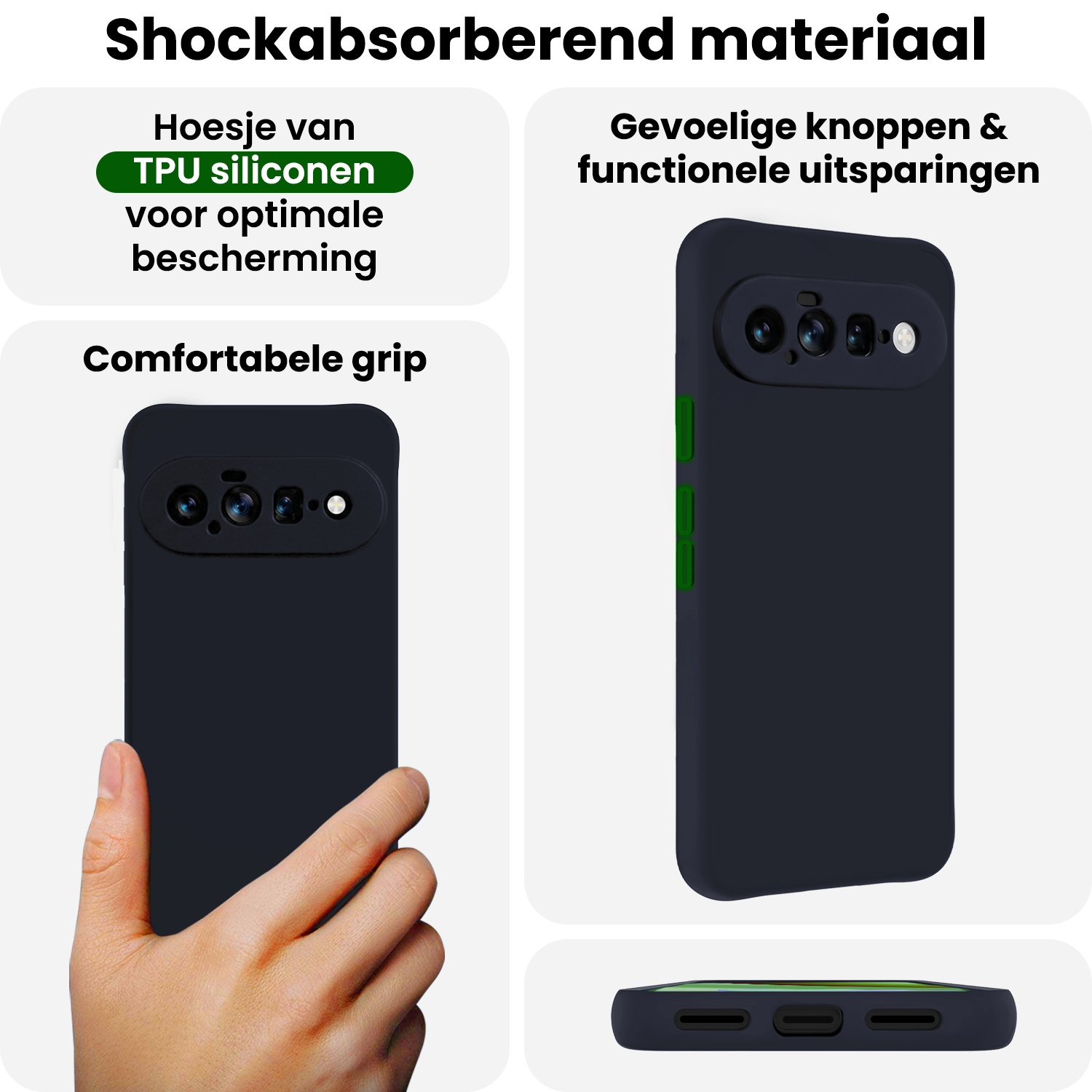 BASEY. BASEY. Google Pixel 11 Hoesje Siliconen Met Screenprotector - Donkerblauw
