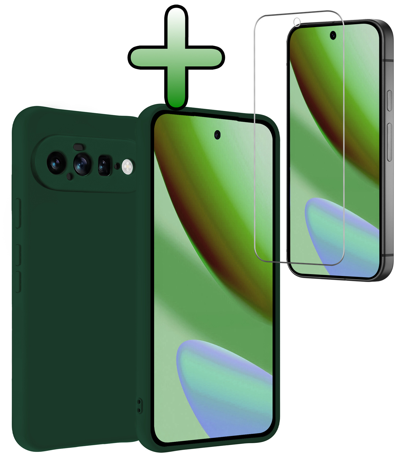 BASEY. BASEY. Google Pixel 11 Hoesje Siliconen Met Screenprotector - Donkergroen