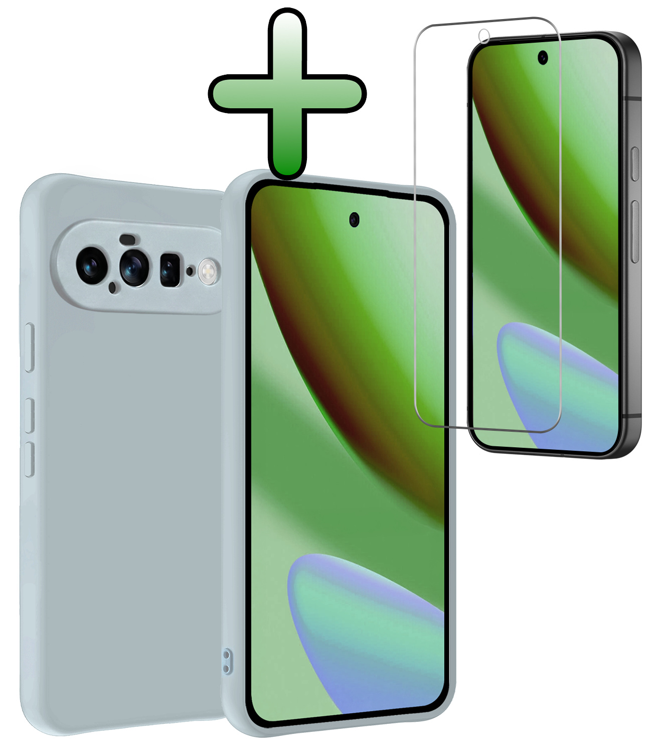 BASEY. BASEY. Google Pixel 11 Hoesje Siliconen Met Screenprotector - Lichtblauw