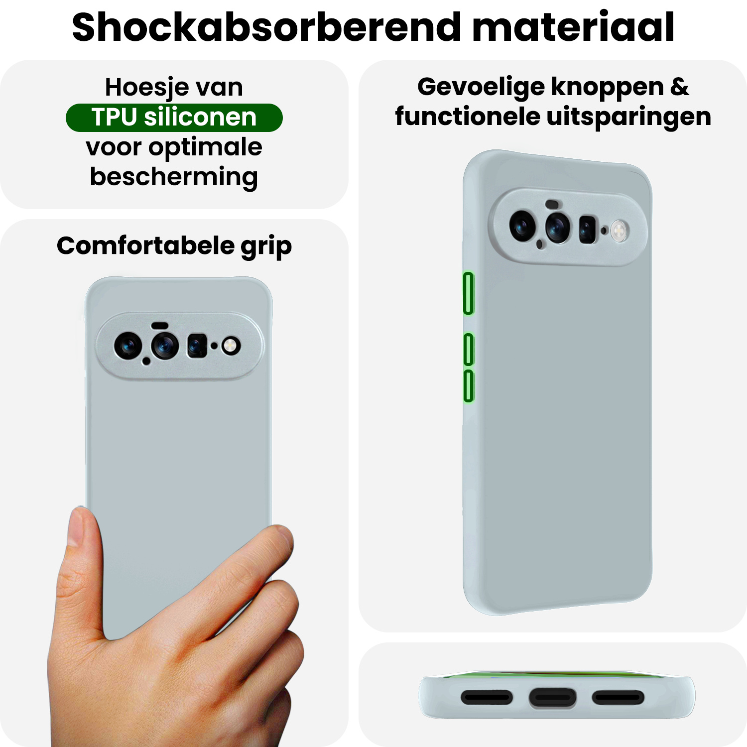 BASEY. BASEY. Google Pixel 11 Hoesje Siliconen Met Screenprotector - Lichtblauw
