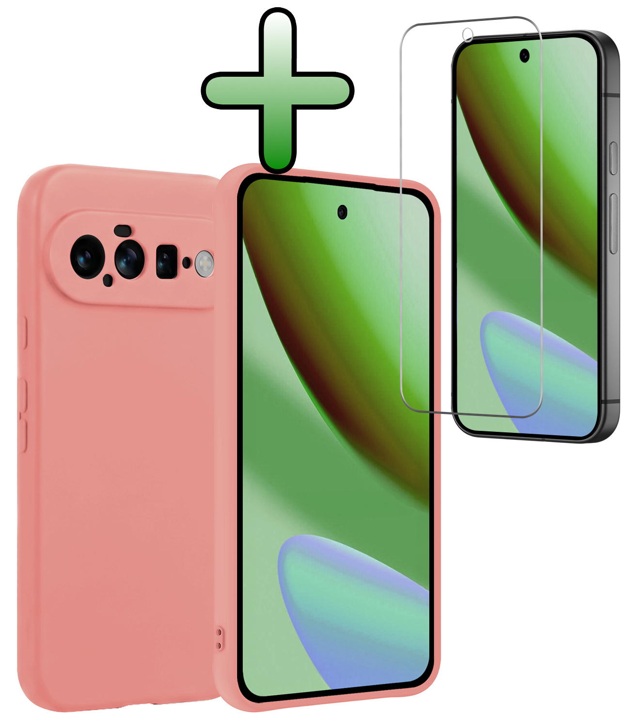 BASEY. BASEY. Google Pixel 11 Hoesje Siliconen Met Screenprotector - Lichtroze