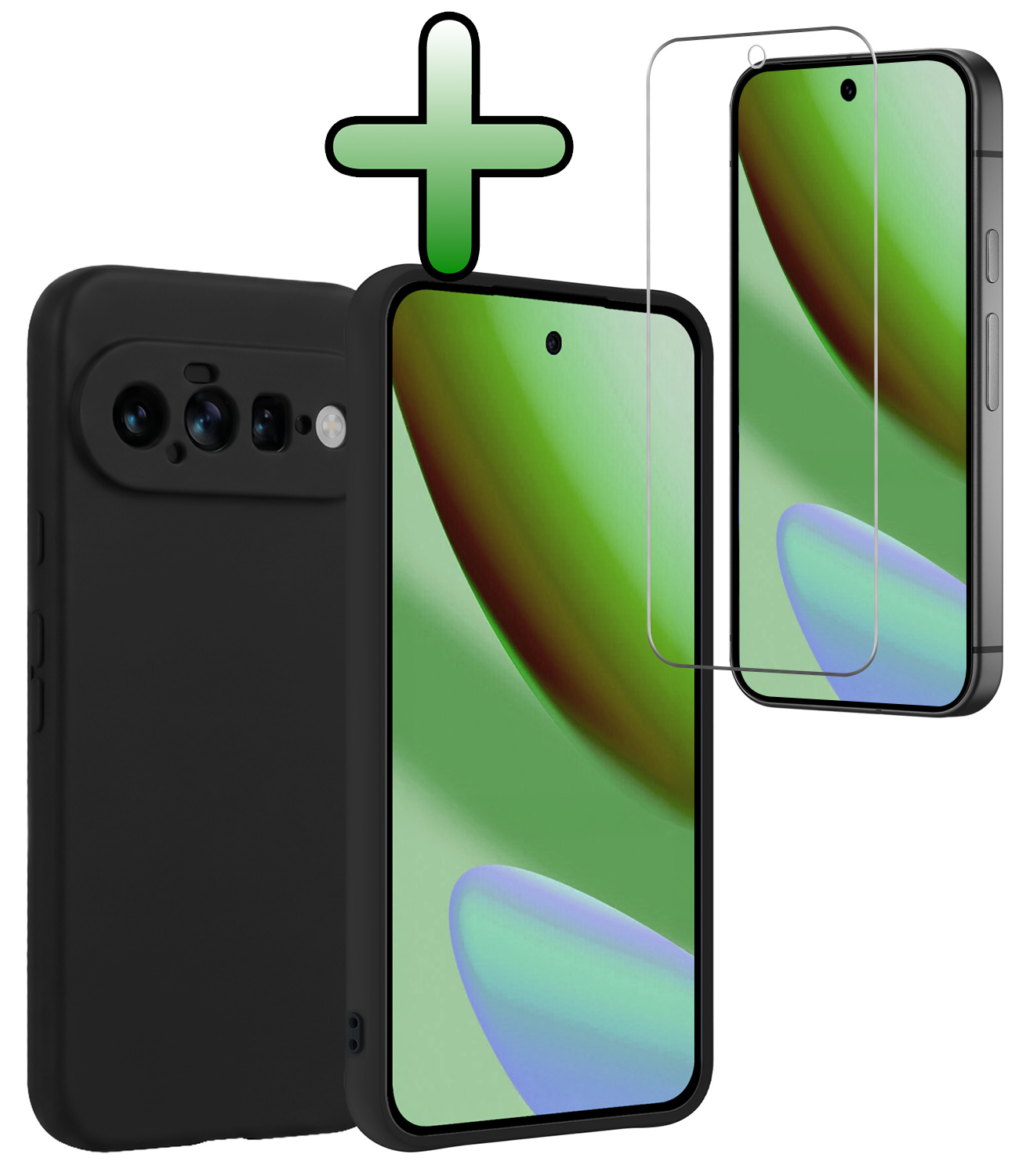 BASEY. BASEY. Google Pixel 11 Hoesje Siliconen Met Screenprotector - Zwart