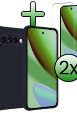 BASEY. BASEY. Google Pixel 11 Hoesje Siliconen Met 2x Screenprotector - Donkerblauw