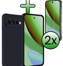 BASEY. BASEY. Google Pixel 11 Hoesje Siliconen Met 2x Screenprotector - Donkerblauw