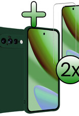 BASEY. BASEY. Google Pixel 11 Hoesje Siliconen Met 2x Screenprotector - Donkergroen