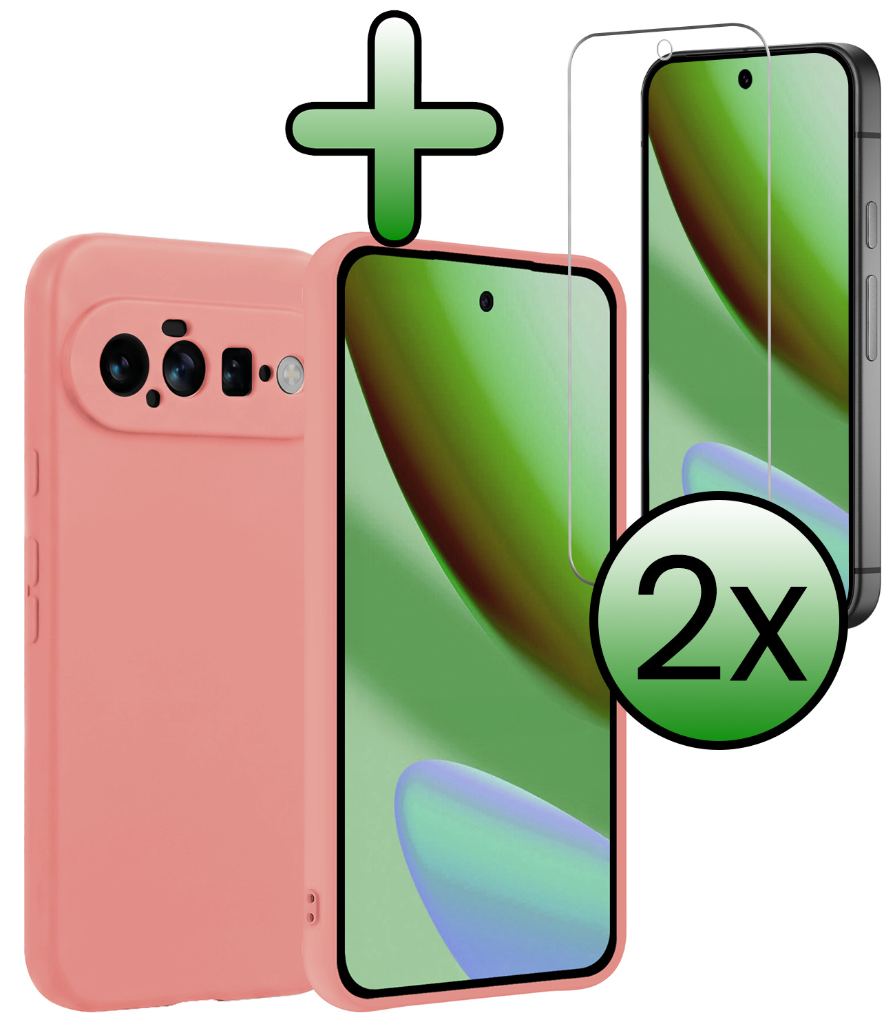 BASEY. BASEY. Google Pixel 11 Hoesje Siliconen Met 2x Screenprotector - Lichtroze