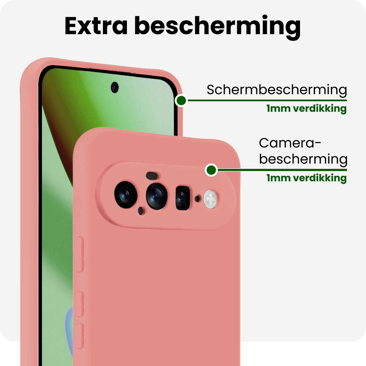 BASEY. BASEY. Google Pixel 11 Hoesje Siliconen Met 2x Screenprotector - Lichtroze