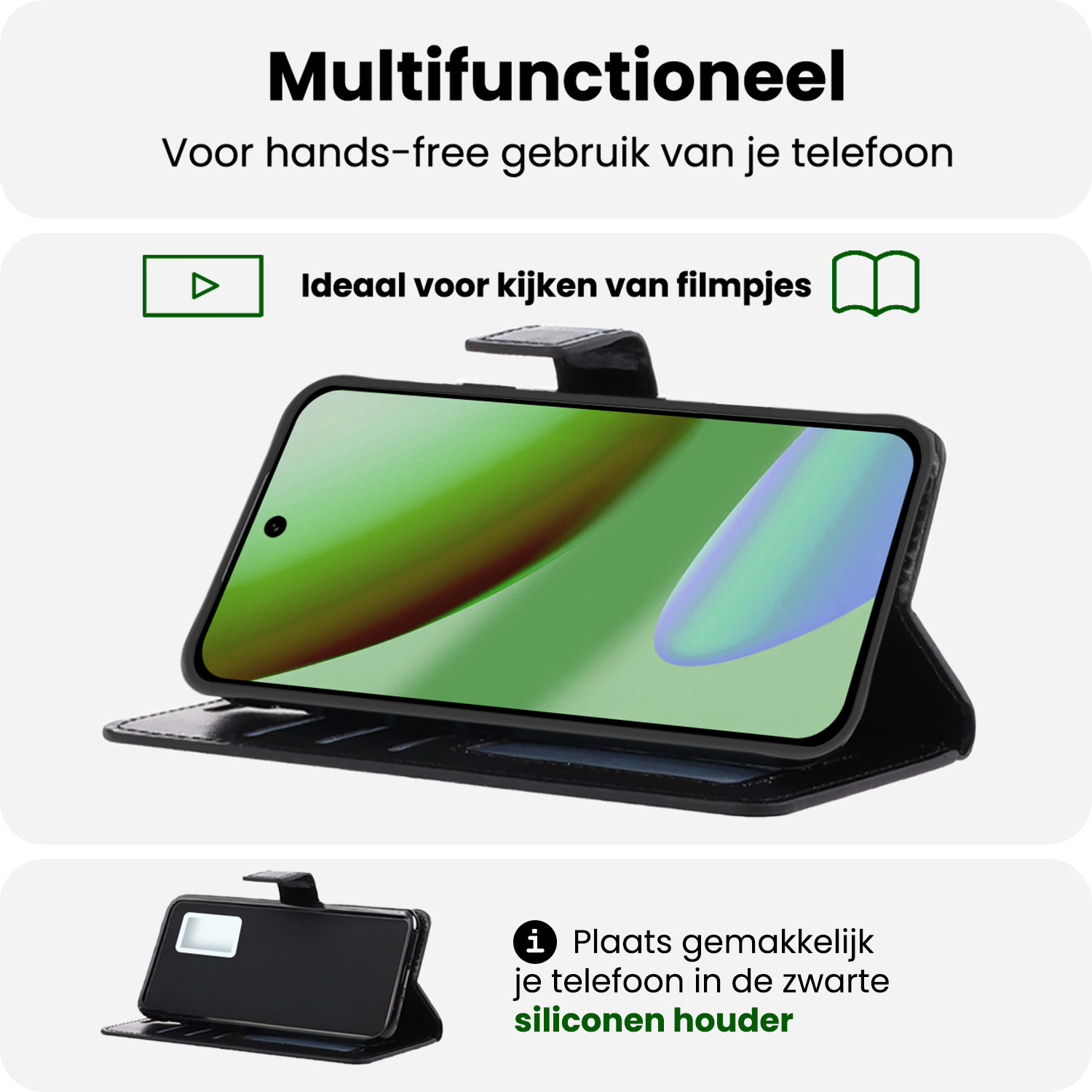 BASEY. BASEY. Google Pixel 11 Hoesje Bookcase Met 2x Screenprotector - Zwart