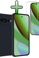 BASEY. BASEY. Google Pixel 11 Pro Hoesje Siliconen Met Screenprotector - Donkerblauw