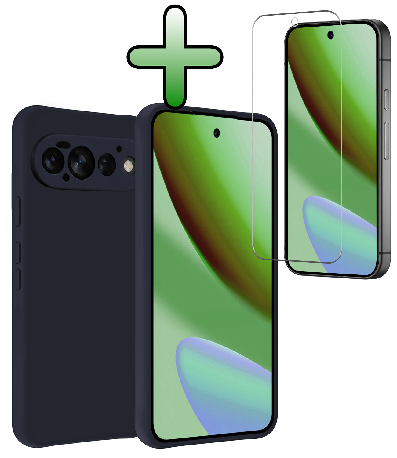 BASEY. BASEY. Google Pixel 11 Pro Hoesje Siliconen Met Screenprotector - Donkerblauw
