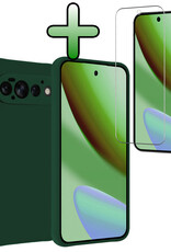 BASEY. BASEY. Google Pixel 11 Pro Hoesje Siliconen Met Screenprotector - Donkergroen
