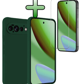 BASEY. BASEY. Google Pixel 11 Pro Hoesje Siliconen Met Screenprotector - Donkergroen