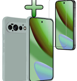 BASEY. BASEY. Google Pixel 11 Pro Hoesje Siliconen Met Screenprotector - Lichtblauw