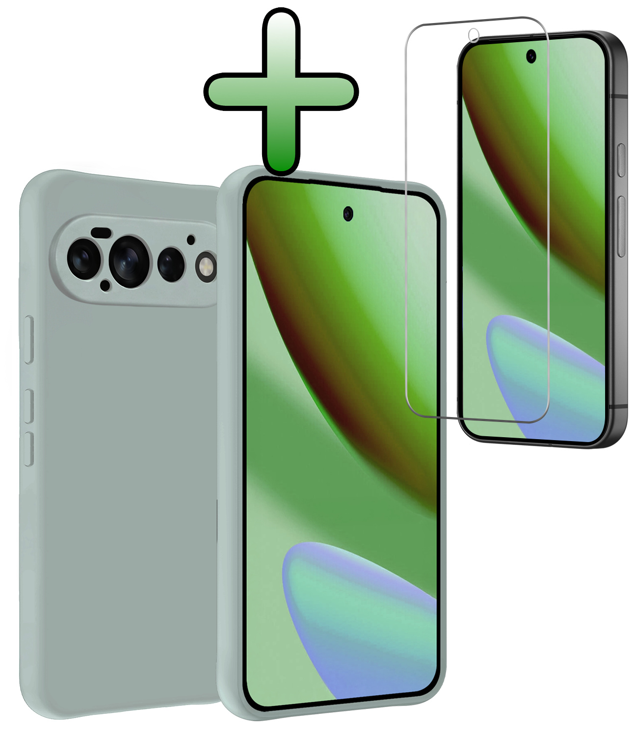 BASEY. BASEY. Google Pixel 11 Pro Hoesje Siliconen Met Screenprotector - Lichtblauw