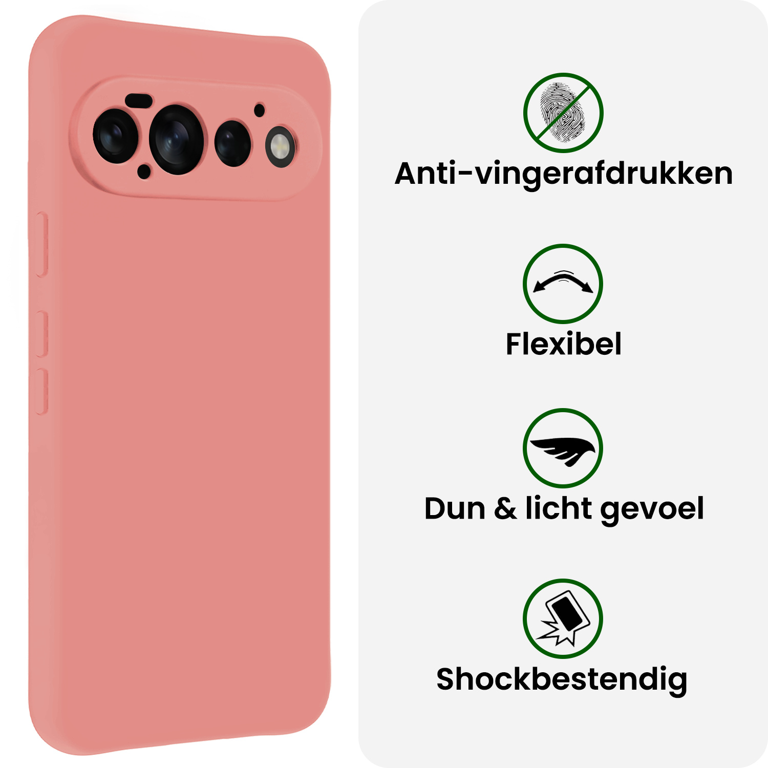 BASEY. BASEY. Google Pixel 11 Pro Hoesje Siliconen Met Screenprotector - Lichtroze