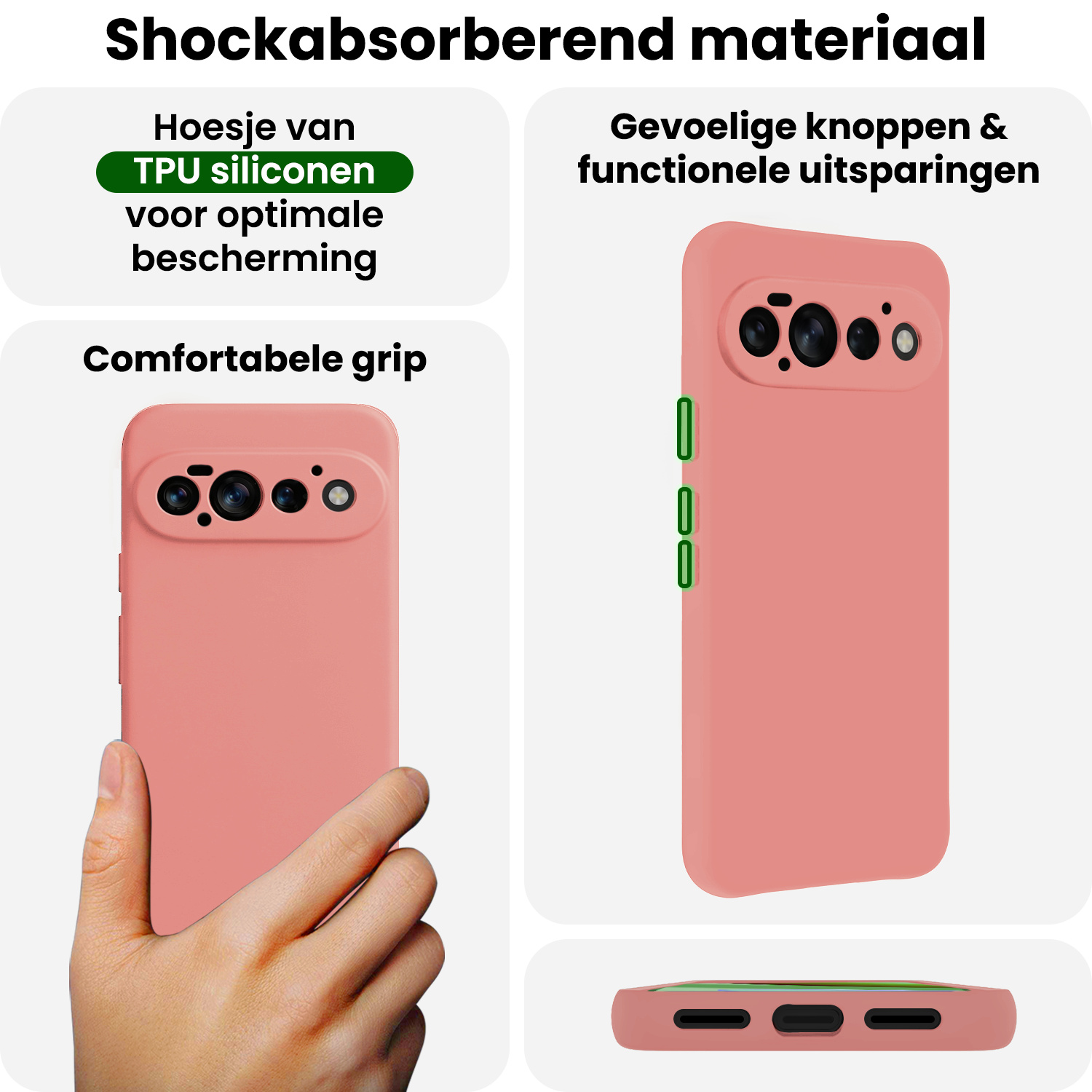 BASEY. BASEY. Google Pixel 11 Pro Hoesje Siliconen Met Screenprotector - Lichtroze