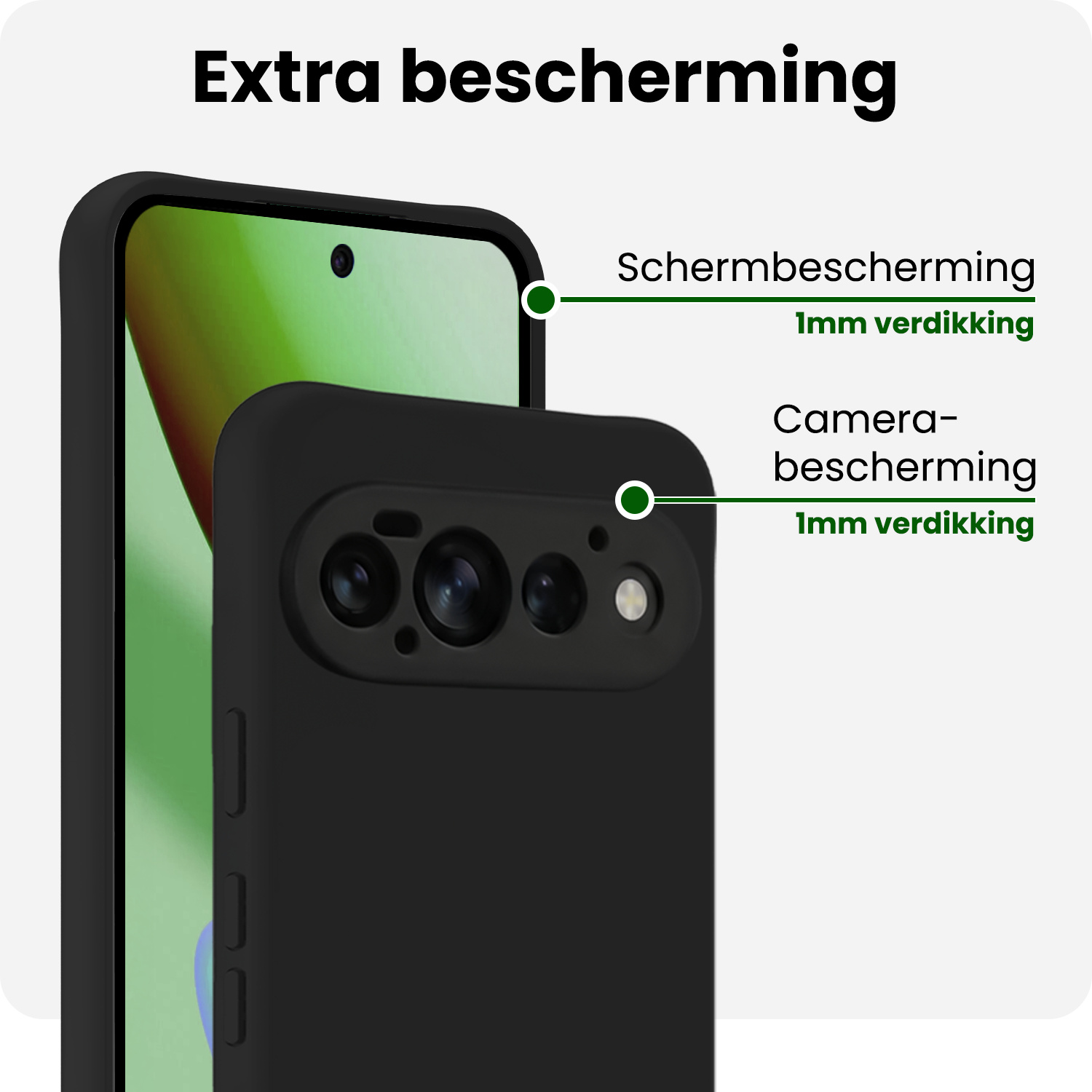 BASEY. BASEY. Google Pixel 11 Pro Hoesje Siliconen Met Screenprotector - Zwart