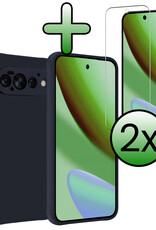 BASEY. BASEY. Google Pixel 11 Pro Hoesje Siliconen Met 2x Screenprotector - Donkerblauw