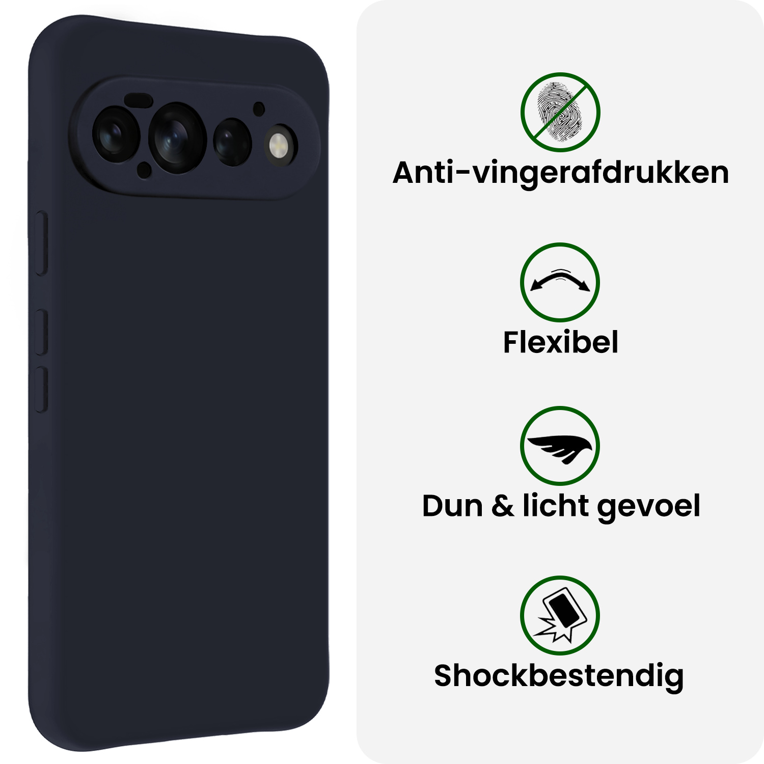 BASEY. BASEY. Google Pixel 11 Pro Hoesje Siliconen Met 2x Screenprotector - Donkerblauw