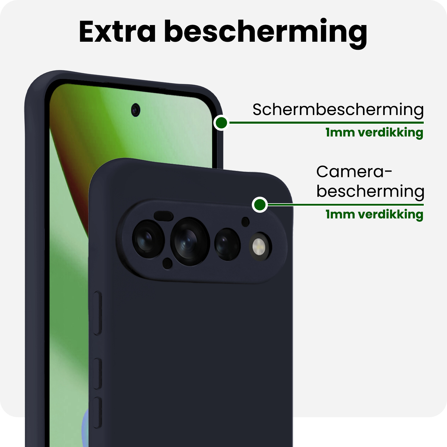 BASEY. BASEY. Google Pixel 11 Pro Hoesje Siliconen Met 2x Screenprotector - Donkerblauw