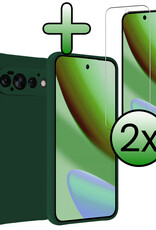 BASEY. BASEY. Google Pixel 11 Pro Hoesje Siliconen Met 2x Screenprotector - Donkergroen
