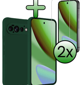 BASEY. BASEY. Google Pixel 11 Pro Hoesje Siliconen Met 2x Screenprotector - Donkergroen
