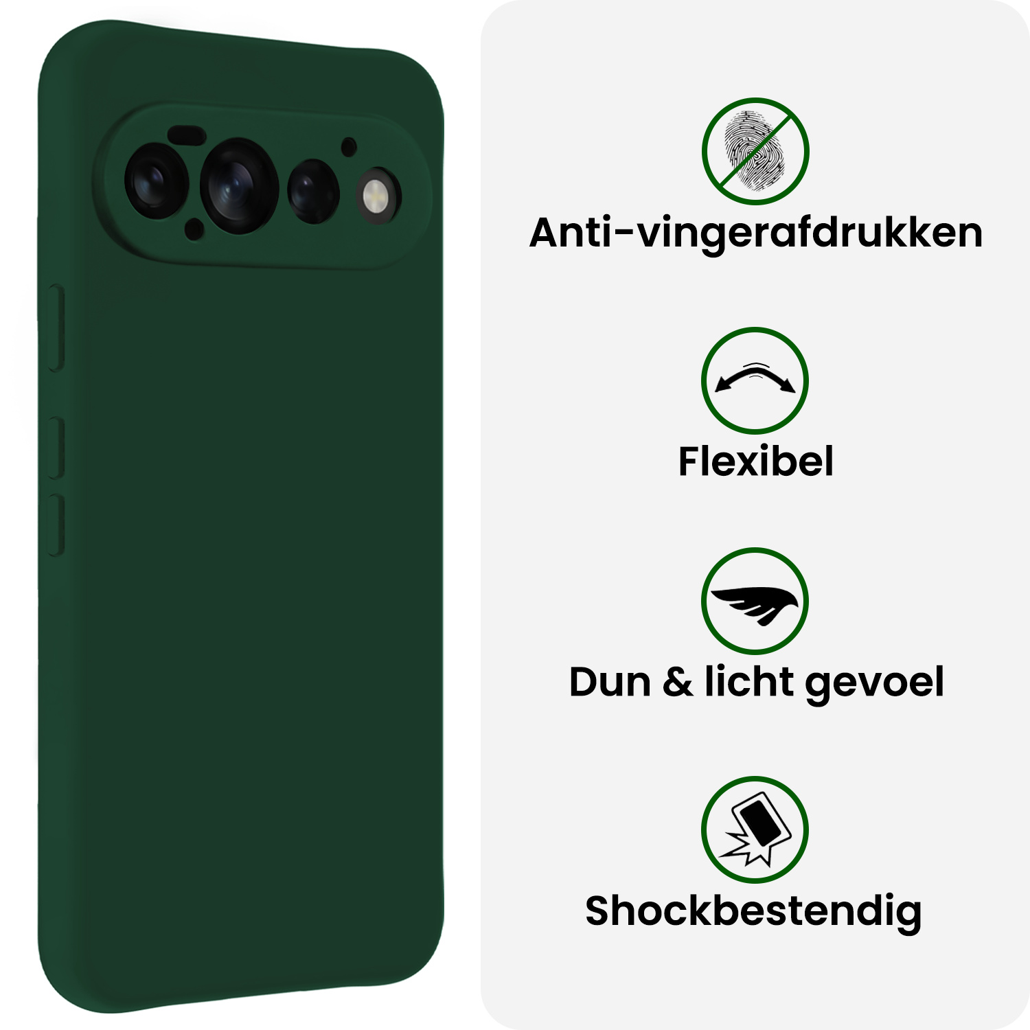 BASEY. BASEY. Google Pixel 11 Pro Hoesje Siliconen Met 2x Screenprotector - Donkergroen